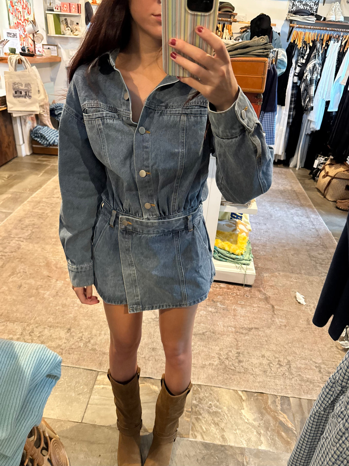 Medium Washed Denim Romper