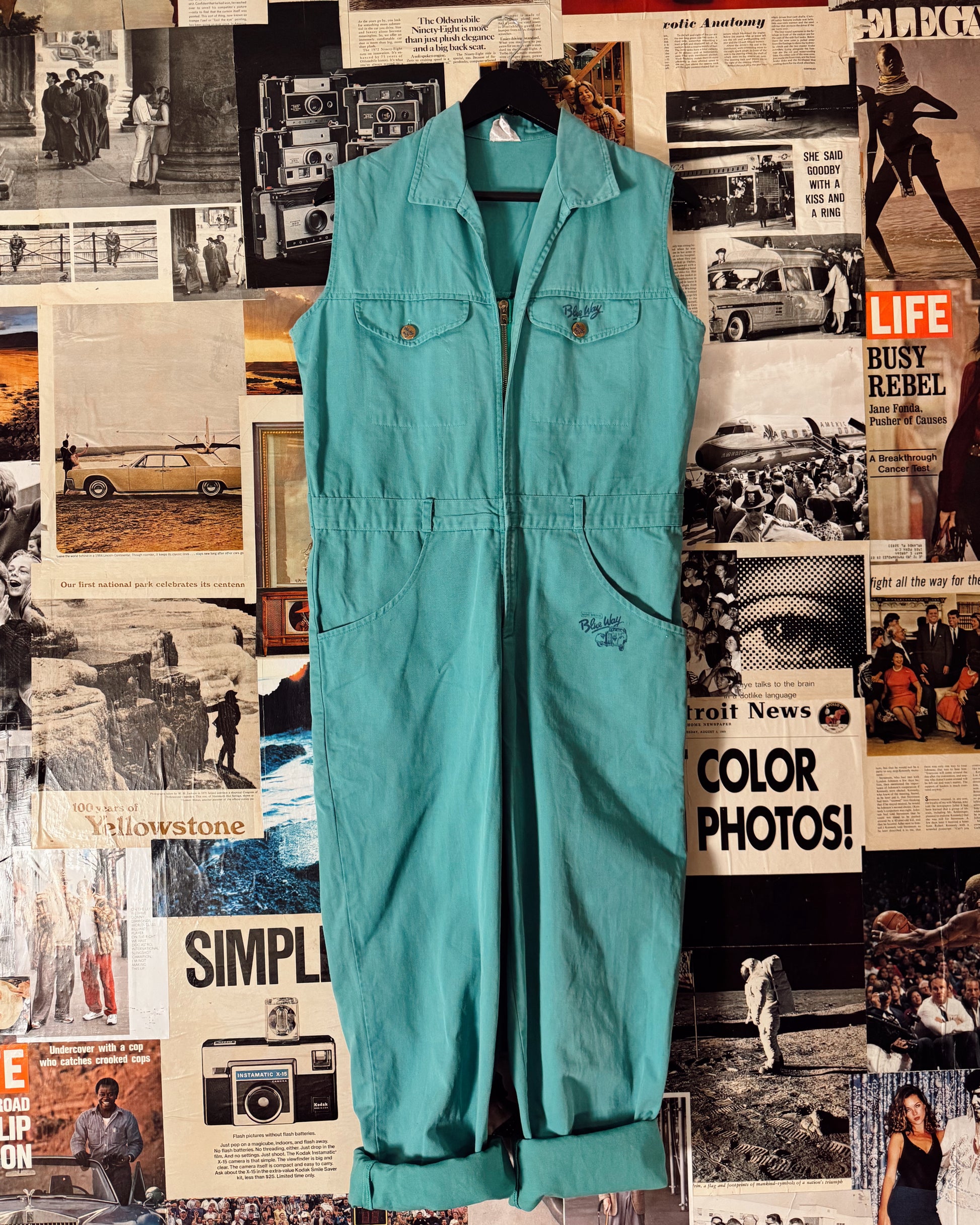 vintage Teal coverall jumpsuit