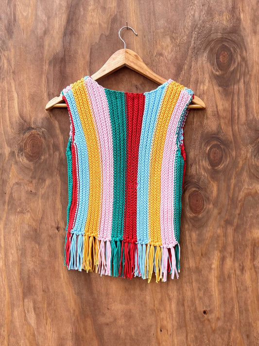 Colorful striped vest with fringes