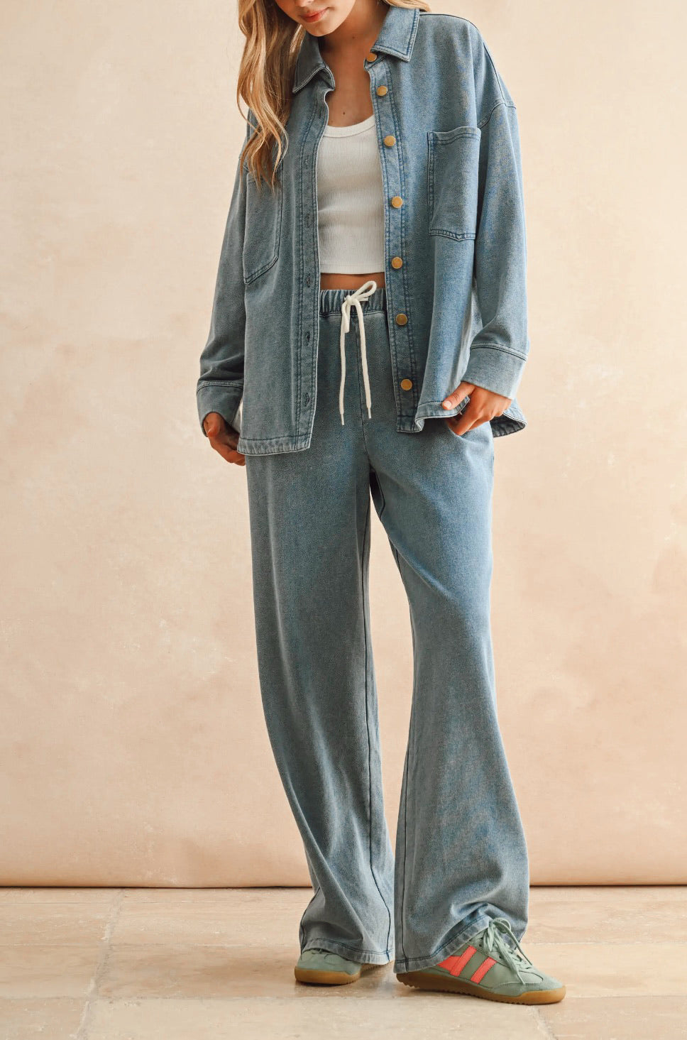 La Jolla Washed knit denim shirt Jacket
