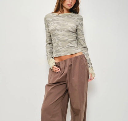 Cameron Grey Washed Camo Long Sleeve