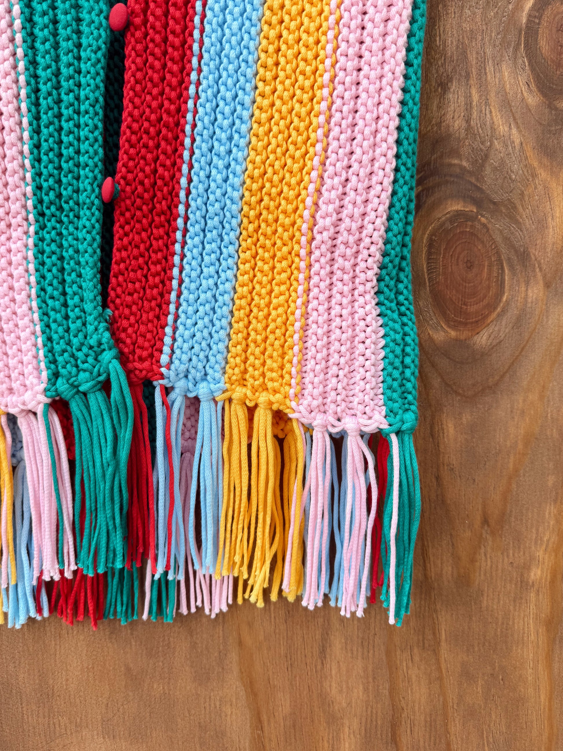 Colorful crocehet vest with fringe