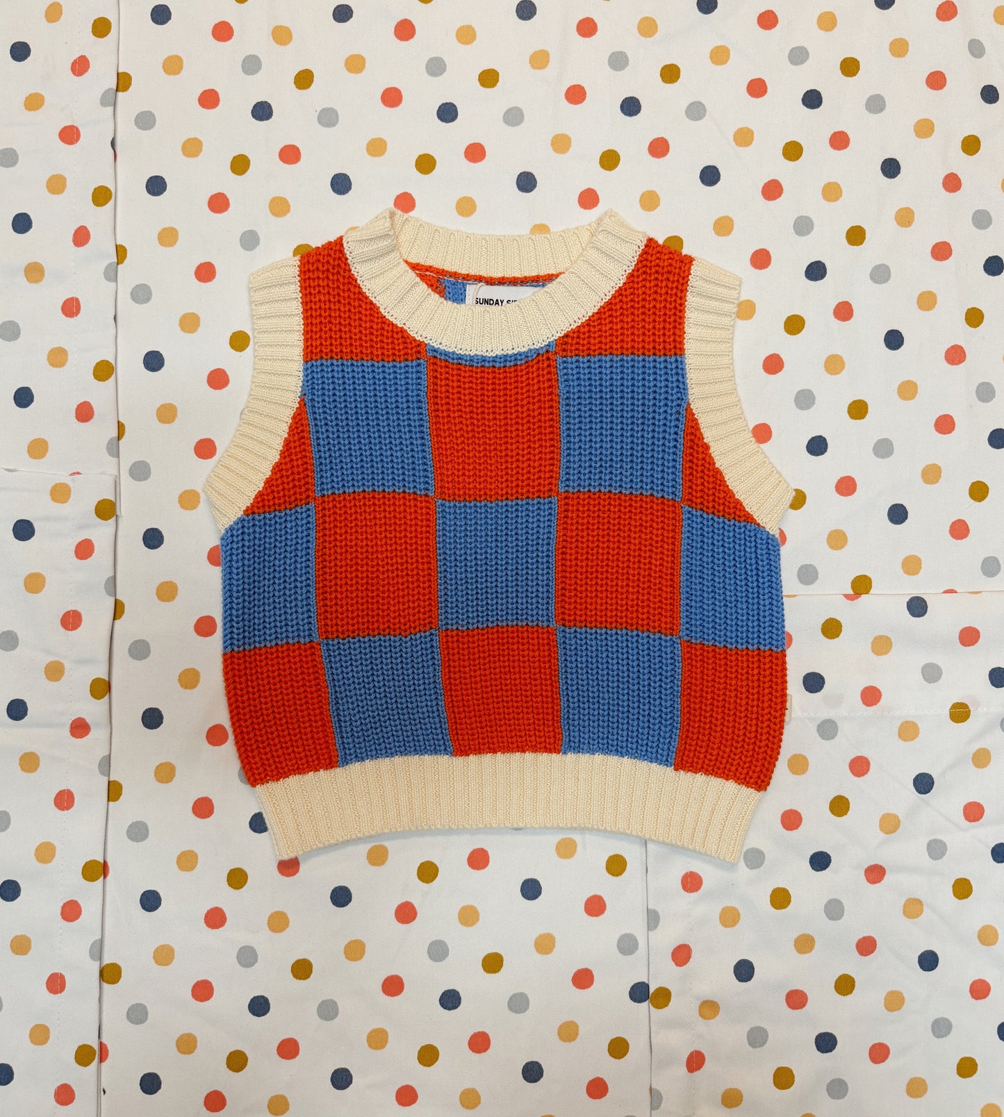 Color Block Checkered Knit Vest